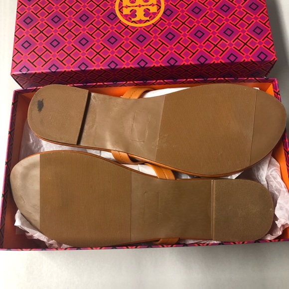 Authentic Tory Burch Miller Orange Sandals NIB - Picture 3 of 3